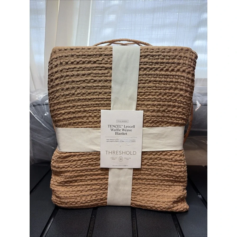 Brown Threshold Cooling Waffle Blanket - Lyocell Full/Queen‎ (92x90 Throw) NWT